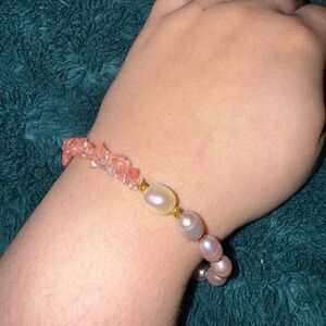 Freshwater Pearl and Rose Quartz Bracelet Blush Tide Harmony Bracelet